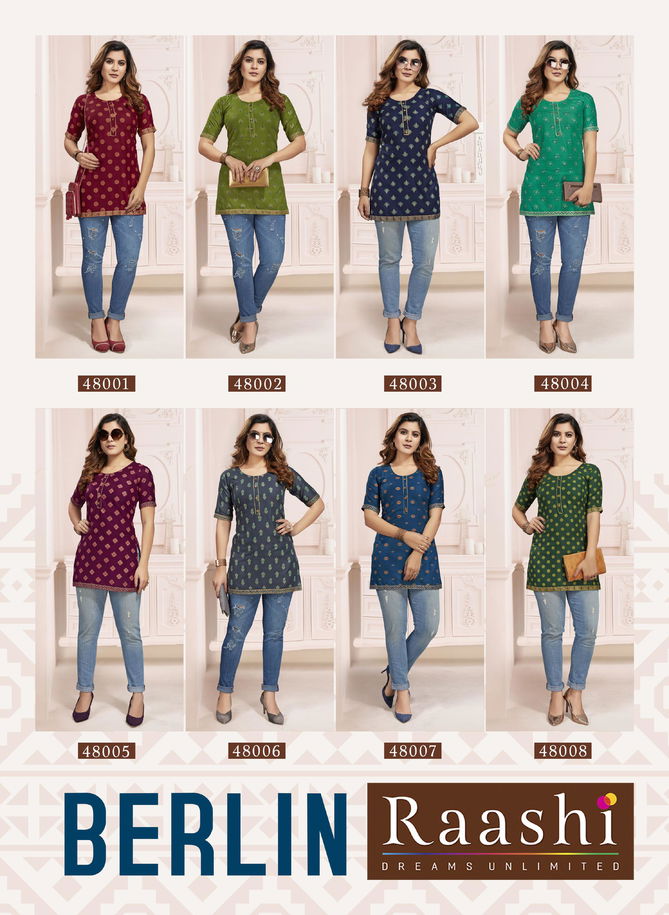 Raashi Berlin New Casual Wear Rayon Designer Top Collection